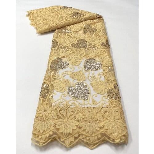 African sequined lace fabric 2020 high quality lace fashion embroidery cotton lace latest french NET cord lace 5yards
