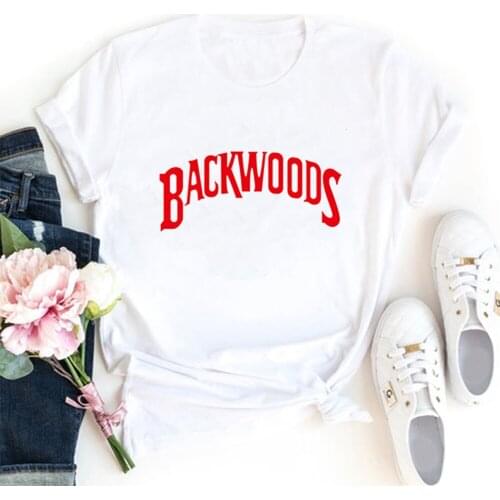 Backwoods Letter Printed Tshirt Women Casual Fashion Short SleeveTee Shirt Femme Cotton O-neck Streetwear Camiseta Mujer