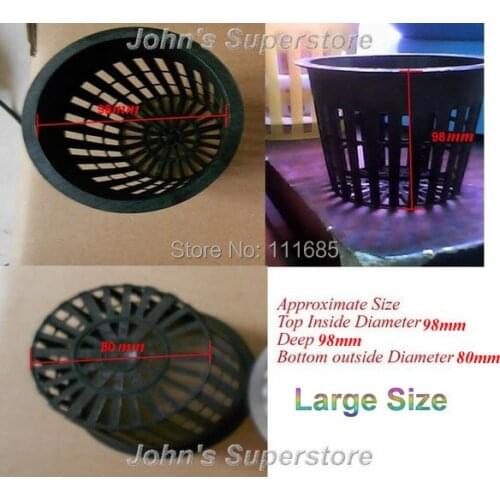 Free Shipping 50Pcs Large Size Deep 98mm Fixed Net Planting Pot Basket Hydroponic Plants Grow Systems Flowers Fitted Fixtures