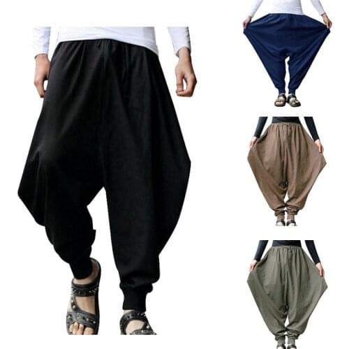 Unisex Medieval Jogger Pants Men Women Halloween Renaissance Victorian Gothic Punk Pirate Knight Wide-Leg Harem Trousers Loose