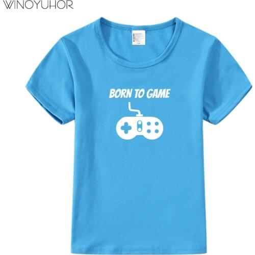 Born To Game Funny Printed T-shirt Children 2021 Summer Short Sleeve T Shirt Baby Boy Girls Tops Game Player Gift Clothing