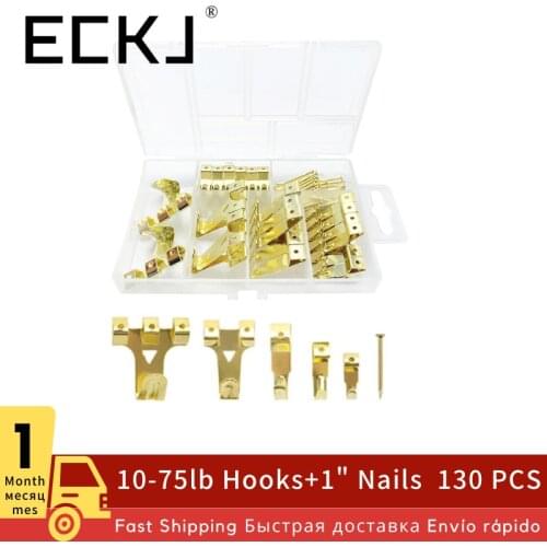 ECKJ 130pcs/set Heavy Duty Picture Hangers with Nails Photo Hooks Painting Hanging Professional Picture Hanging Kit