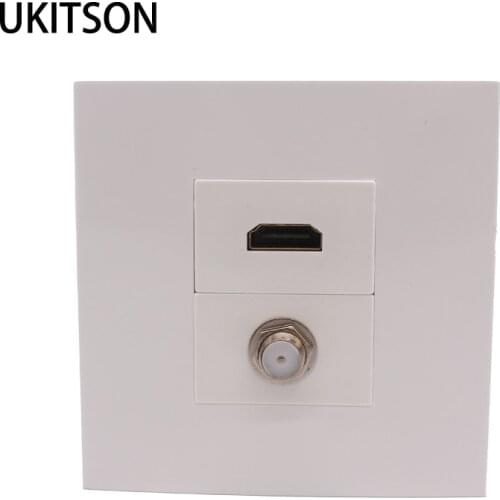 Glossy White Wall Panel Digital TV HDMI Slot F Head TV Socket Directly Plug 86mm Plate For DVD PS Television