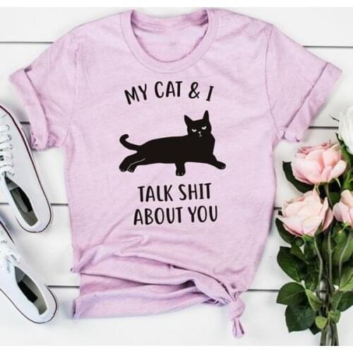Hot Sale 13 Colors Women Fashion T-shirt Summer Funny Tops O-neck Short Sleeves Cotton Tee Letter Printed My Cat tees tops M200
