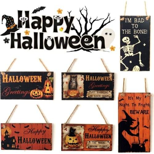 Halloween Welcome Sign Hanging Tag with Witch Hat Skull Decoration Props for Window Bar Shopping Malls Halloween Decorations