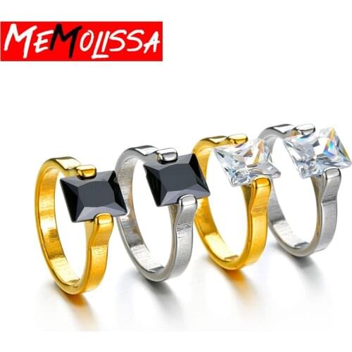 Luxury Fashion 4Colors Zircon CZ Crystal Rings For Women Stainless Steel Rings Wedding Engagement Jewelry Aneis Anillos Bague