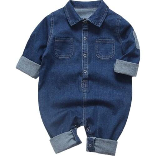 Baby Boy Romper Denim Romper Jumpsuit Playsuit Outfits Toddler Boy Clothes Cotton O-neck baby onesie roupa infantil1