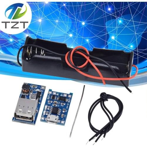 DIY Kit Micro USB 5V 1A 18650 TP4056 Lithium Battery Charger Module +600MA SB Mobile Power Boost Board +18650 Battery Box Case