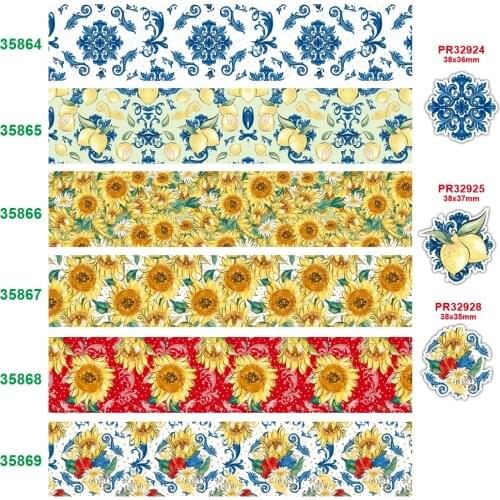 Printed grosgrain flower ribbon 35864