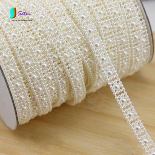 Square Imitation Pearl 10mm Width Chain/Webbing,Clothing Sewing DIY Belt Decoration Pearl Chain/webbing Accessory Lace S0515H