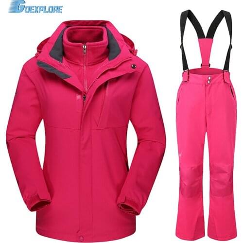 Goexplore Skiing Suit Women brand Thicken Warm Windproof Breathable Outdoor Waterproof Ski wear Winter Snow Suit For Female