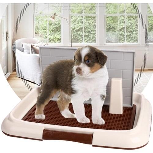 Small Pet Bedpan Indoor Cat Dog Toilet Litter Tray with Column Urinal Bowl Pee Training Easy to Clean Lattice Puppy Toilet Potty