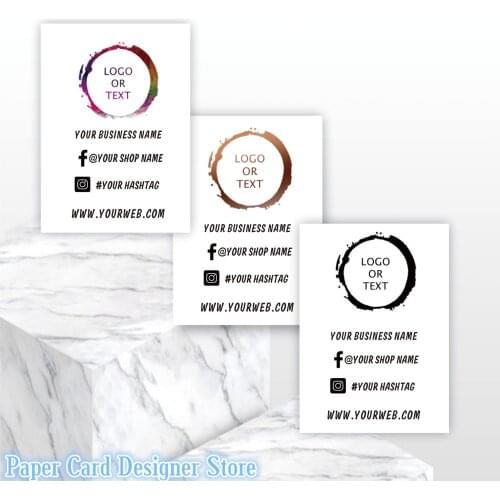 Personalized Minimalist Branding Your Logo Here Thank You Order Cards Social Media Card Mini Square Business Cards Budget Card