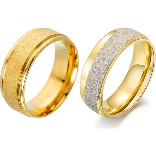 8MM ins Hot Cool Stainless Steel Gold Color Frosted Ring for Man 2021Trend Valentines Day Anniversary Birthday Gift