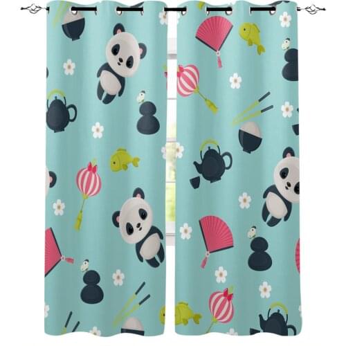 Cartoon Panda Flower Fish Bedroom Kitchen Curtain Home Decoration Modern Children Window Curtains for Living Room Decorative