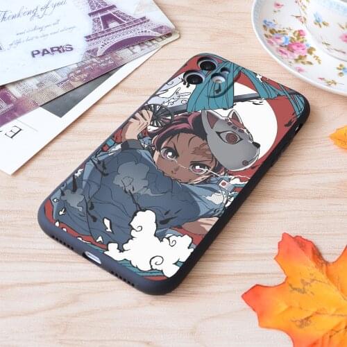 Anime Demon Slayer Print Soft Silicone Matt Case For Apple iPhone Case