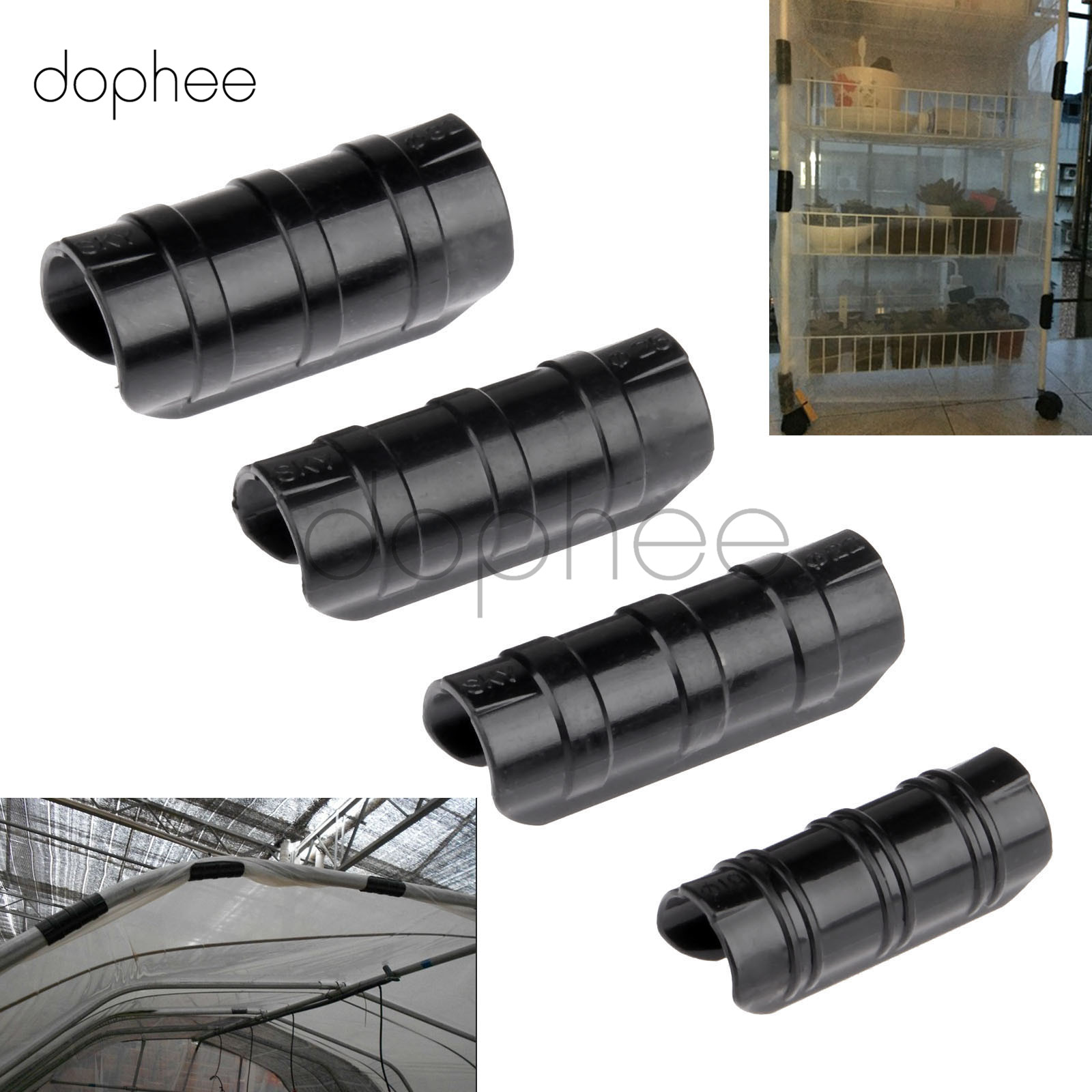 Dophee 10pcs Greenhouse Frame Pipe Tube and Film Clip Clamp Connector Kit Shade Accessories 22mm 25mm 32mm