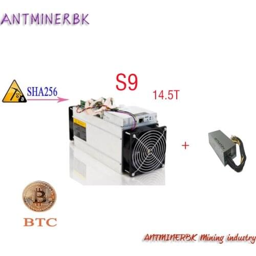 Used Mining Machine Antminer S9 14.5T 14.5th/s Bitmain With PSU S9 Bitcoin Miner 16nm 1372W Miner Shipped Within 24 Hours