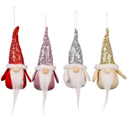 2022 New Year Navidad Christmas Tree Pendant Sequin Hat Faceless Forest Old Man Doll Pendant Christmas Decoration Xmas Kerst