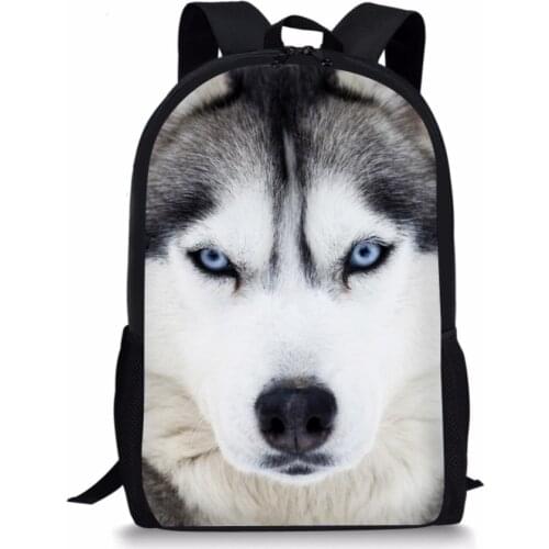 16-inch Popular Wolf Backpack Animal Printing Backpack For Kids Husky Bags For Girls Boys Children School Bag