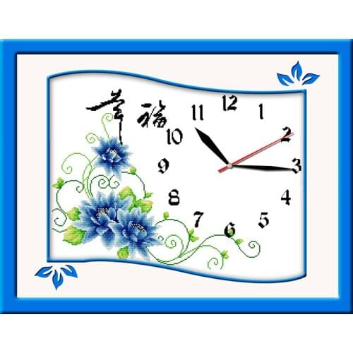 Happy clock(new edition) cross stitch kit 14ct 11ct count print canvas wall clock stitching embroidery DIY handmade needlework