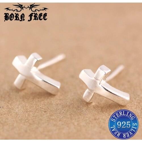925 sterling silver earrings cross fashion jewelry earings boucle d oreille stud earrings pendientes de plata de ley 925 aretos