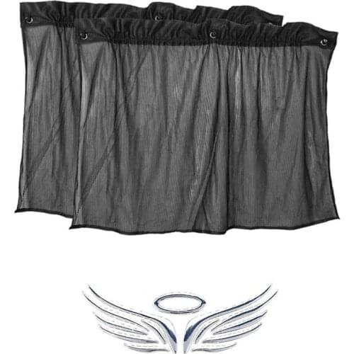 2 Pcs Suction Cup Black Mesh Window Curtains Car Sun Shade 42 cm x 70 cm with 3D Angel Fairy Wings Car Auto Truck