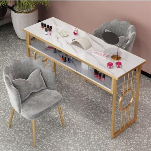 Nail art table and chair set imitation marble Japanese minimalist online celebrity shop ins wind single double nail art table
