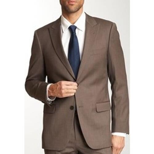 Wedding Suits For Men Dark Brown Custom Made, Bespoke Chocolate Brown Suits For Men, 2 Button Peak Lapel Men Wedding Suit