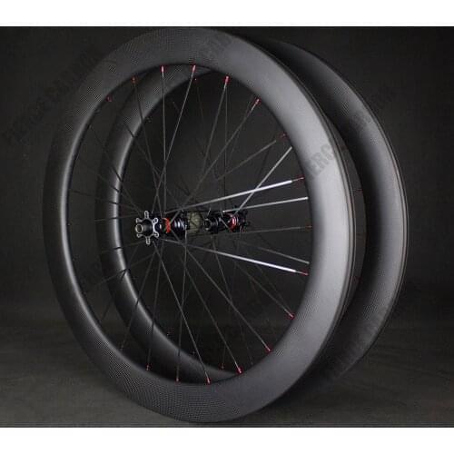 FIERCE 700C Carbon Road Bike Wheels 75mm Depth Road Disc Brake Wheelset NOVATEC 411-412SB 6 Bolts Durable Superlight Disc Brake