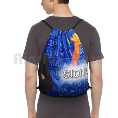 Stonks Backpack Drawstring Bags Gym Bag Waterproof Stonks Meme Stonks Meme Dank Meme Memes Funny Funny Memes