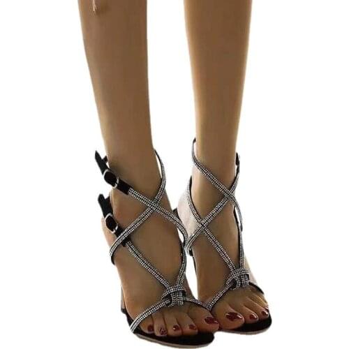 New Woman Sandals Shoes Sandalias Mujer 2021 Summer Style Wedges Pumps High Heels Slip on Bling Fashion Gladiator Shoes Women