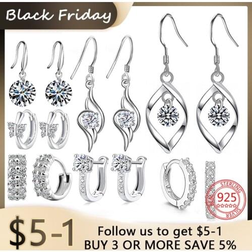 Hot Sale 925 Sterling Silver temperament Angel Wings Crystals Zircon Long Fine Earrings Fashion Jewelry Birthday Gift For Women