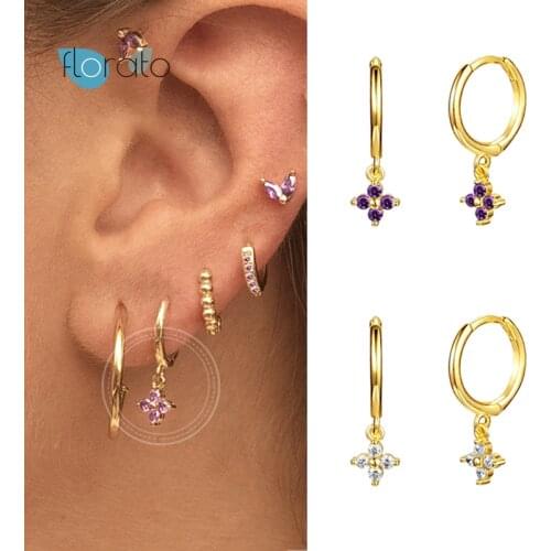 Luxury Bling Colorful Zircon 925 Silver Ear Buckle Hanging Hoop Earrings For Woman Engagement Party Gift Charm Fine Jewelry A30