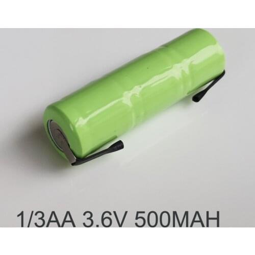 1-5PCS 3.6V 1/3AA Ni-Mh rechargeable battery 500mah 1/3 AA nimh cell with welding tabs and plug