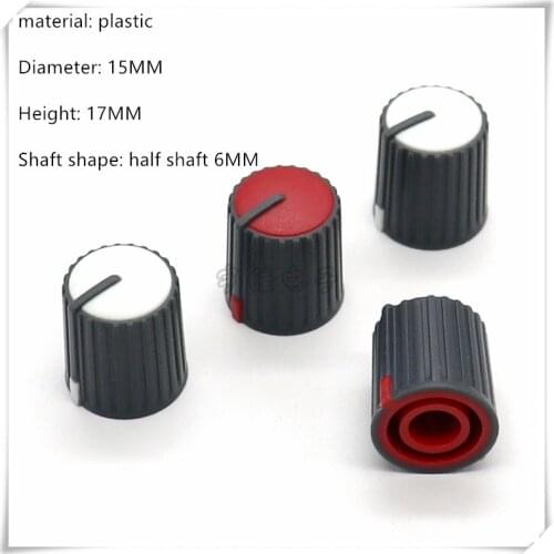 10 Piece 15×17MM half shaft plastic knob potentiometer rotary encoder volume switch knob suitable for D axis 6MM
