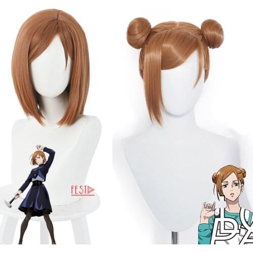 2 Styles Japanese Anime Jujutsu Kaisen Kugisaki Nobara Hair Cosplay Wig Heat-resistant Fiber Hair +Free Wig Cap Party for Woman