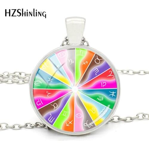 2020 Hot Necklace Astrology and Zodiac Signs Glass Cabochon Pendants Handnade Craft Gifts