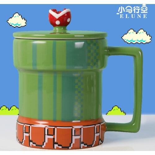 300ML Super Mario Sewer Pixel Mushroom 3D Cartoon Ceramic Mug Creative Fashion Coffee Milk Mug Kids adult Office Kids Water Cup