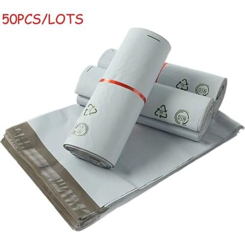 50Pcs/lot Eco-Friendly White Degradable Packaging Bags Self-Seal D2W Biodegradable Express Mailer Postal Bags Clothing Pouch Bag