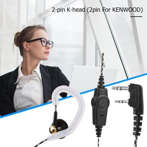 Alloyseed Earphone Earpiece K-type 2Pin for Kenwood KPG Baofeng UV 5R Walkie-talkie Replacement Headphones Accessories