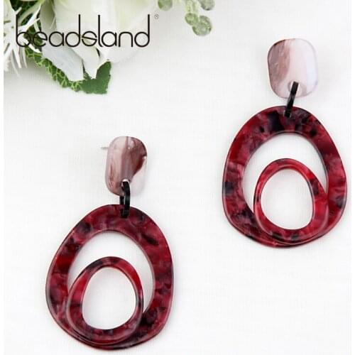 Beadsland Acetic Acrylic Drop Earrings Ethnic Fashion Elegent Double Design For Woman Girl Party Festival Hot Sell Gift 40134