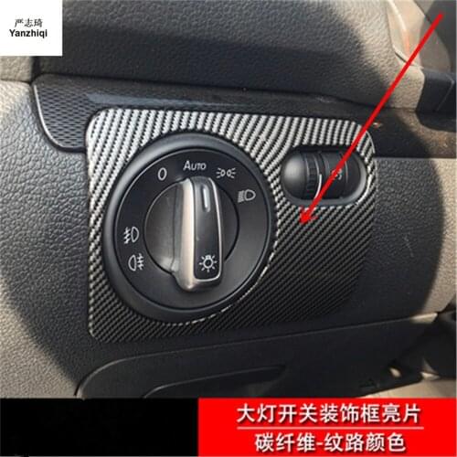 Free shipping 1pc Car stickers carbon fiber ABS material headlight switch decoration cover for 2009-2016 Volkswagen VW Scirocco