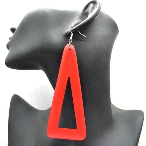 Big size Triangle drop Wooden Earrings