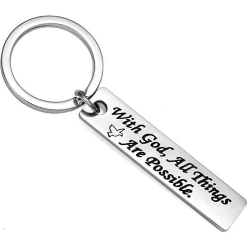 Christian Faith Keychain Gift with God All Things are Possible Godmother Encouragement Religious First Communion Baptism Gifts