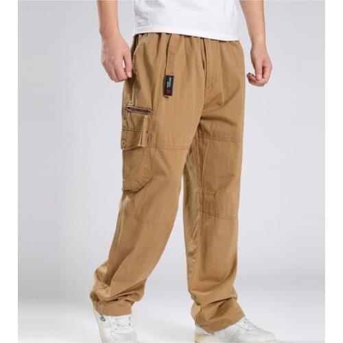 New Arrive Men Loose Pants Cotton Length Cargo overall casual Man trousers Plus Size M L XL 2XL 3XL 4XL 5XL 6XL 7XL