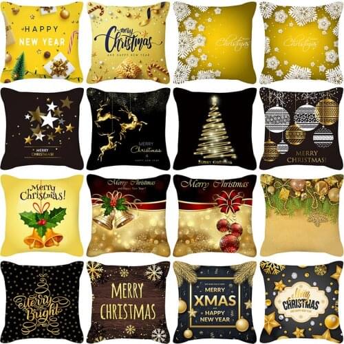 Nordic Christmas Golden Gift Snow Elk Cushion Cover Back Cushion Cover Pillow Case Pillow Case Sofa Car Cushion Cover