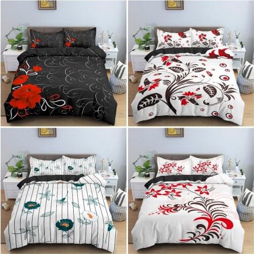 Beautiful Flowers Pattern Bedding Set Soft Luxury Duvet Cover Set Twin Double King Queen Size Microfiber Quilt Cover 2/3PCS