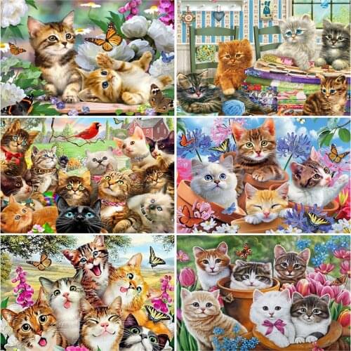 EverShine DIY Diamond Painting Cat Full Square Diamond Mosaic Animal Cross Stitch Embroidery Picture Of Rhinestones Wall Decor