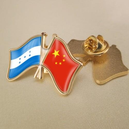 Honduras and China Crossed/Double/Friendship Flags Lapel Pins/Brooch/Badges